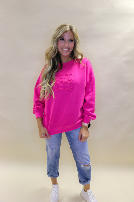 Pink embossed sweater