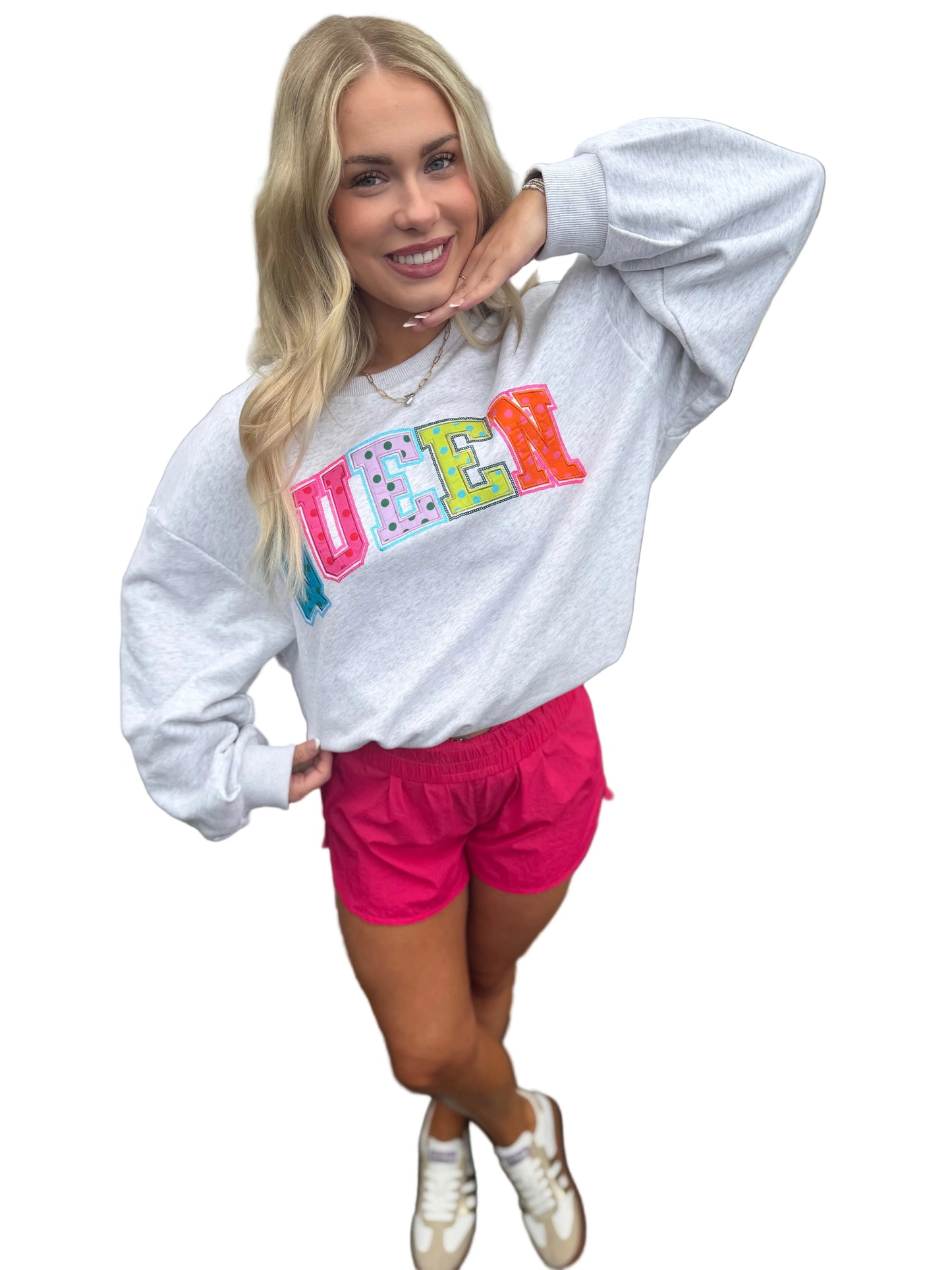 Grey Polka Dot 'Queen' Sweatshirt
