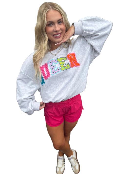 Grey Polka Dot 'Queen' Sweatshirt
