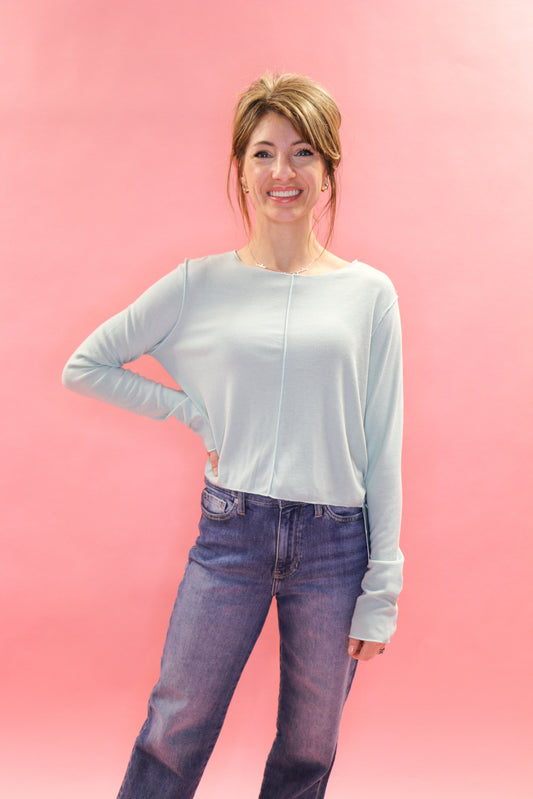 ROUND NECK SEAFOAM TOP CROPPED