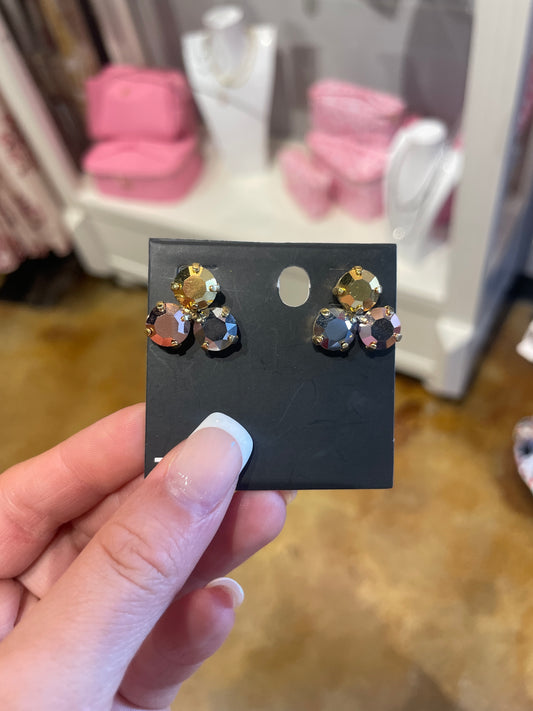 THREE STONE EARRING