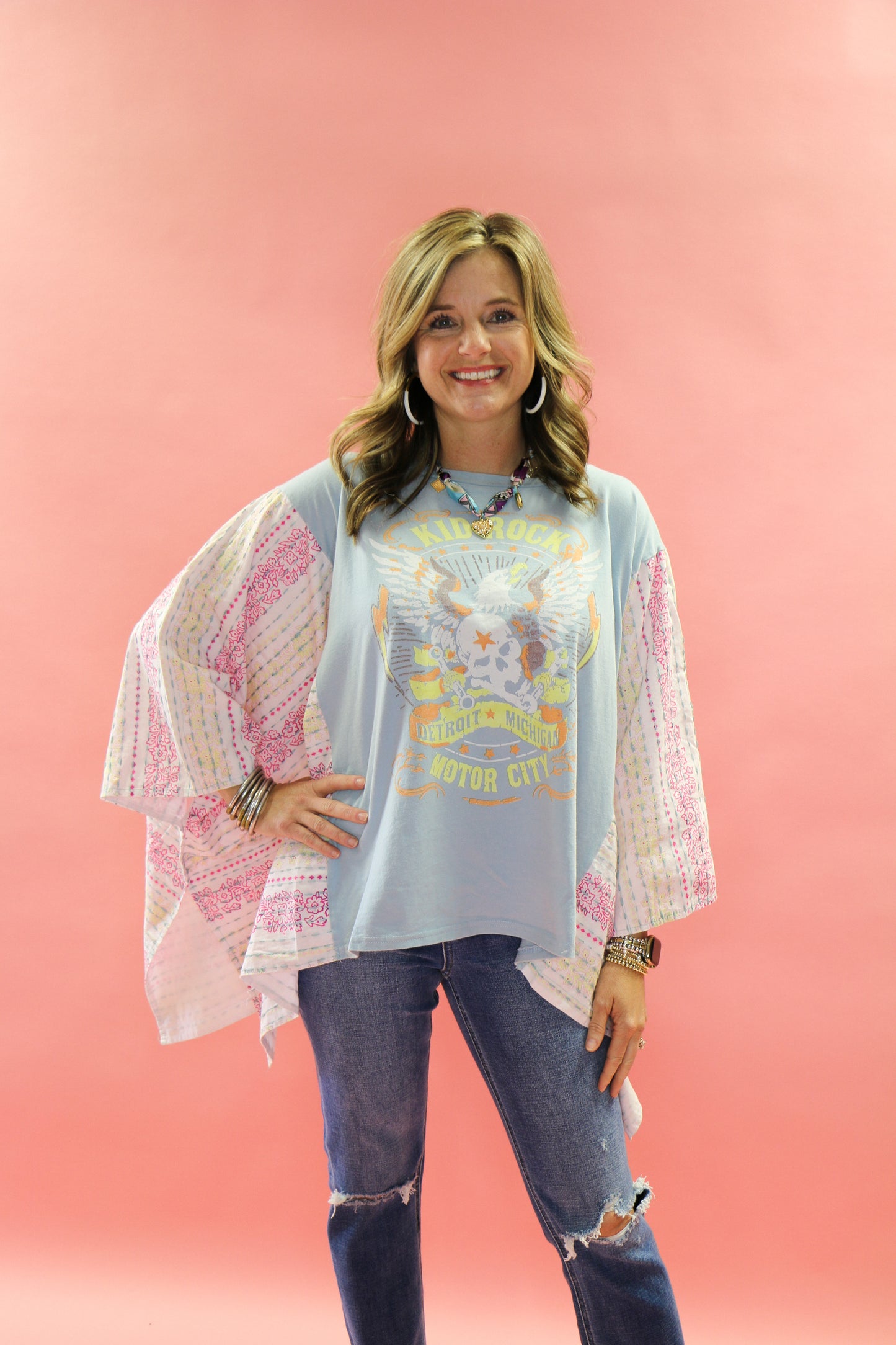 kid rock poncho sleeve print top