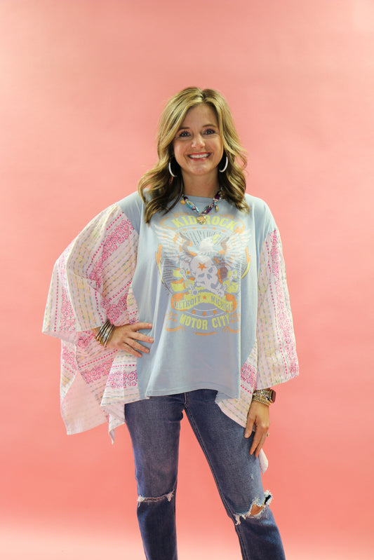 kid rock poncho sleeve print top
