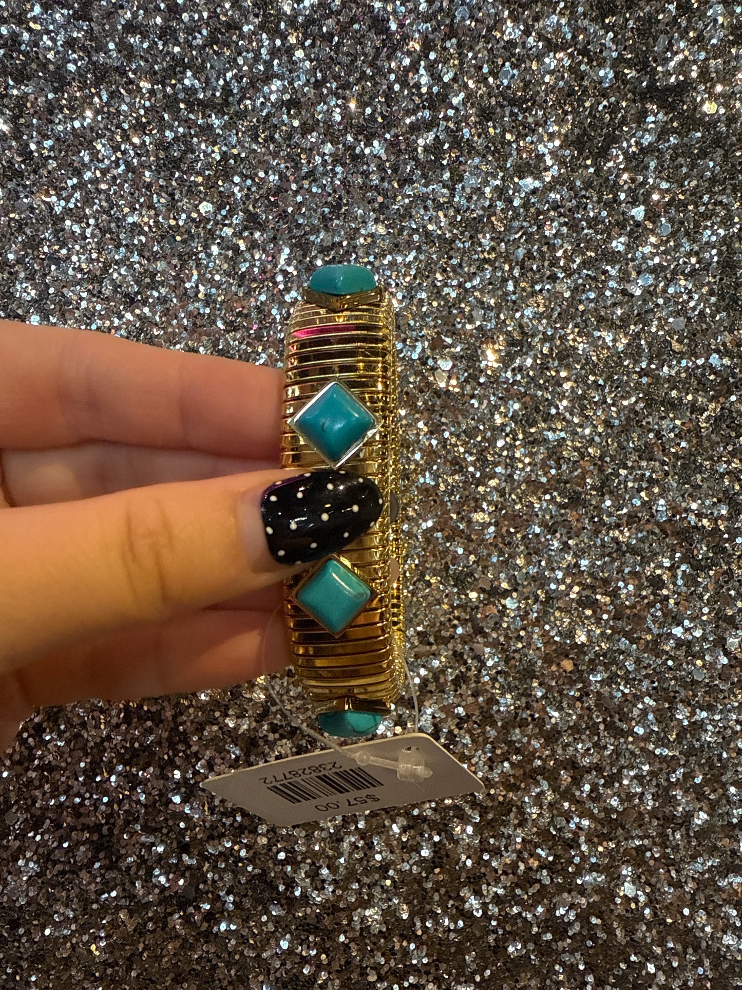 Gold turquoise tube bracelet