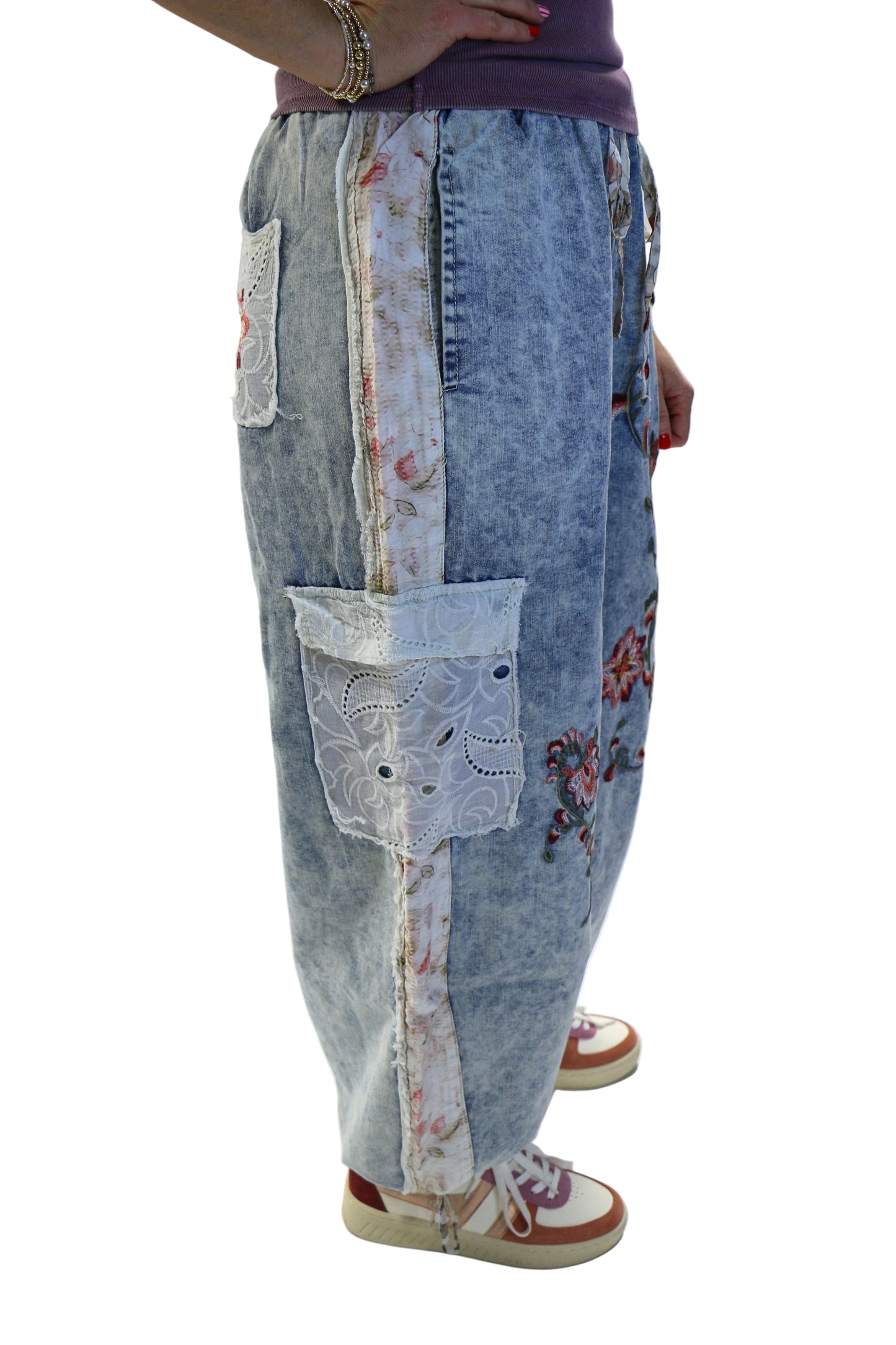 denim jeans floral embroidery jeans