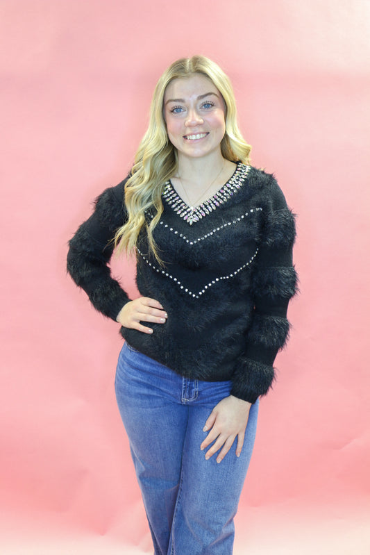 Daisy Rhinestone Sweater