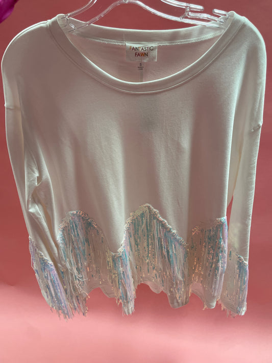 French Terry Top w/Sequin Fringe
