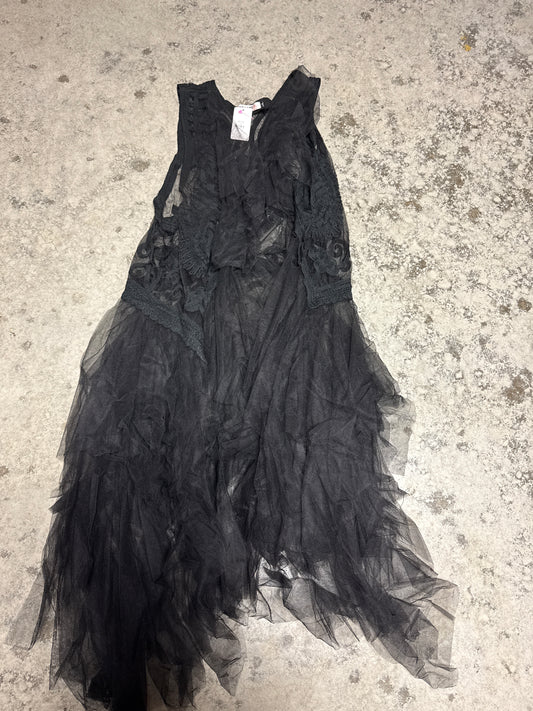 Black mesh and crochet tulle vest