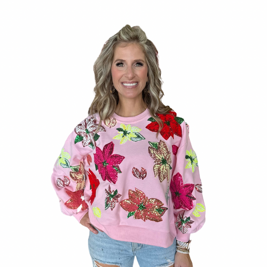 Light Pink Poinsettia Sweatshirt