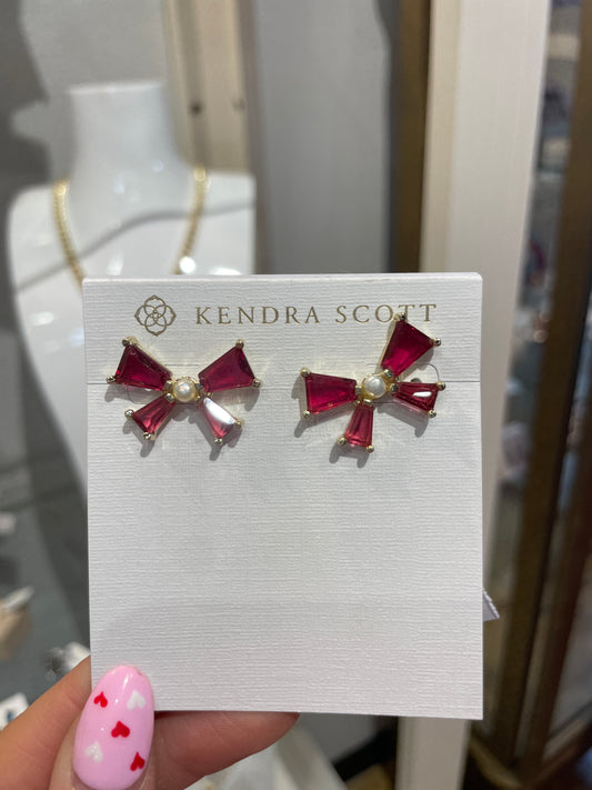 BLAIR BOW STUD EAR GOLD RED MIX