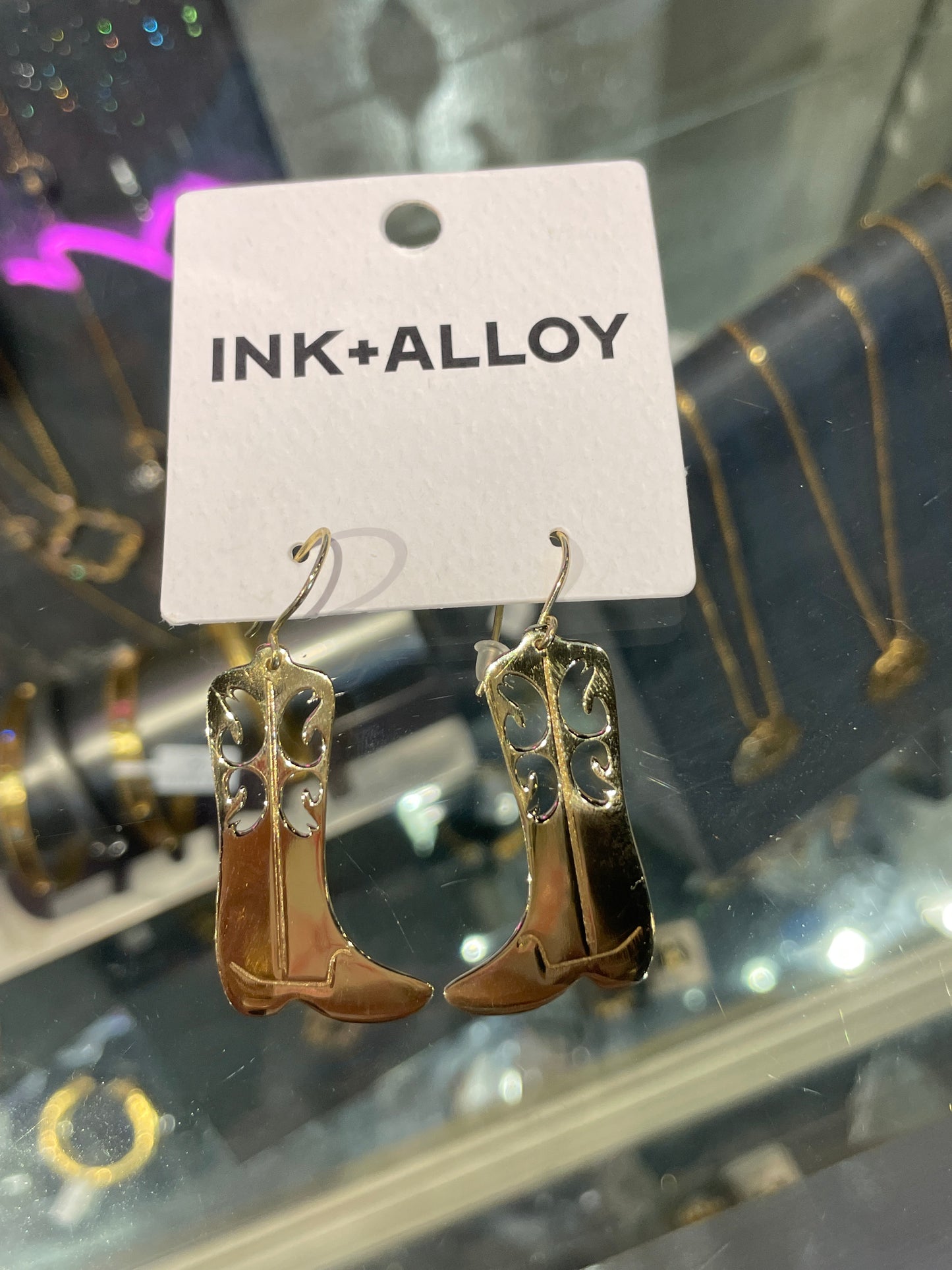 gold boot earrings
