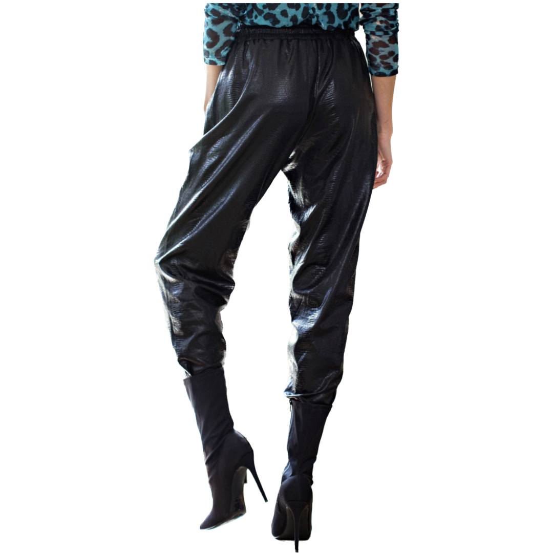 Snake Skin faux Leather Joggers