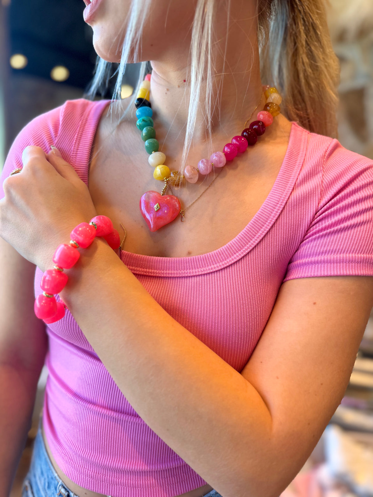 pastel multicolor heart necklace