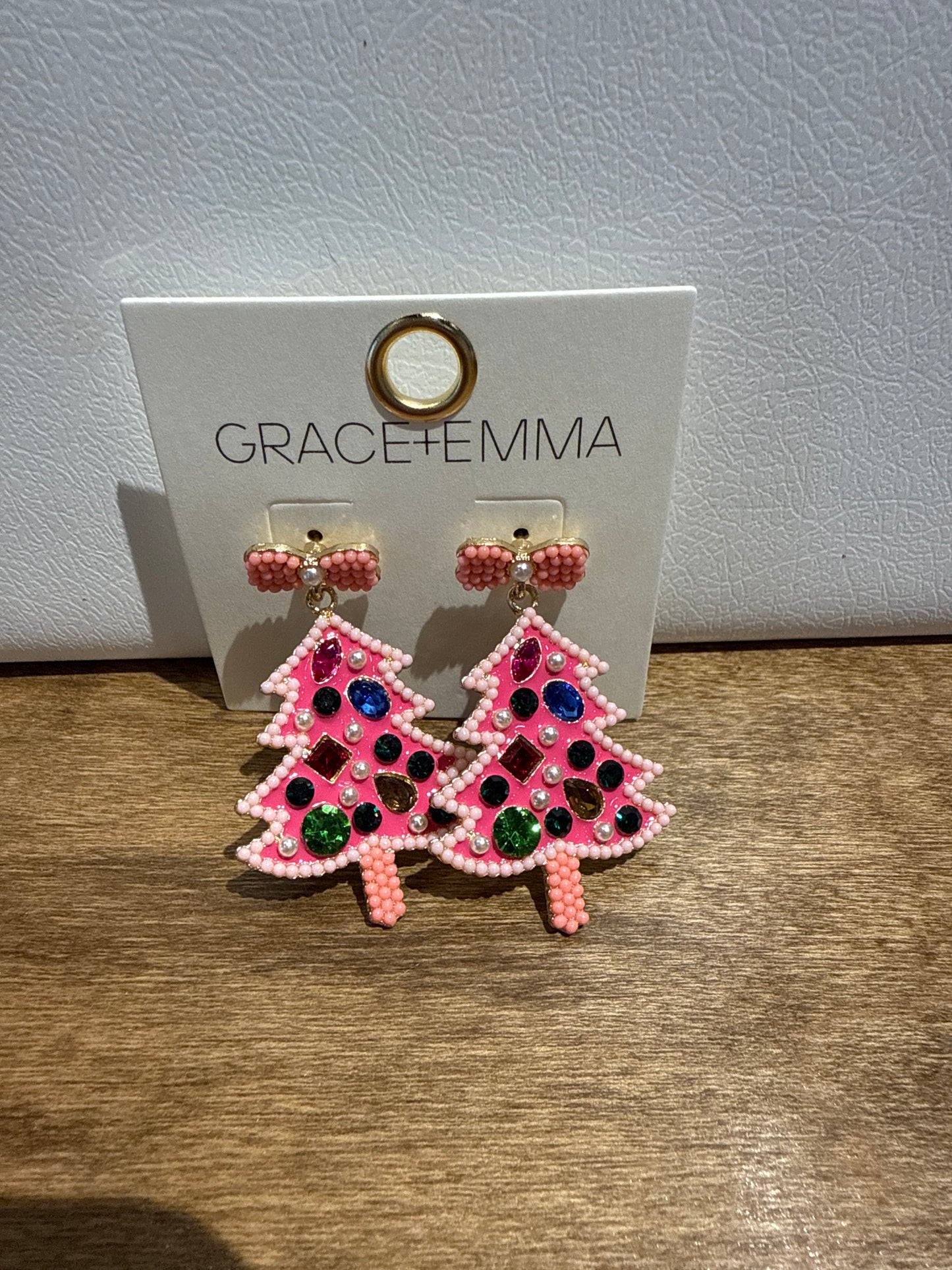 PINK CHRISTMAS TREE EARRING