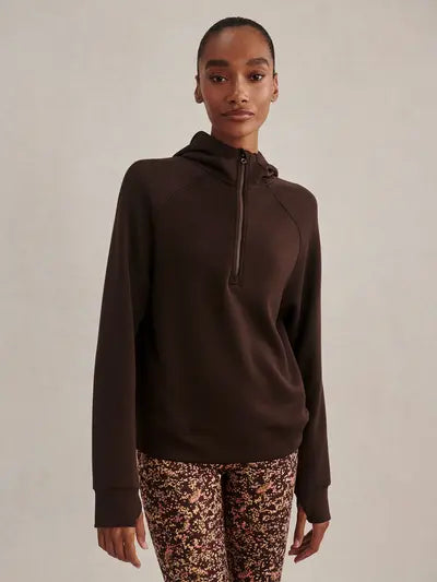 Karo Half Zip Hooded Sweat  - Coffee Bean