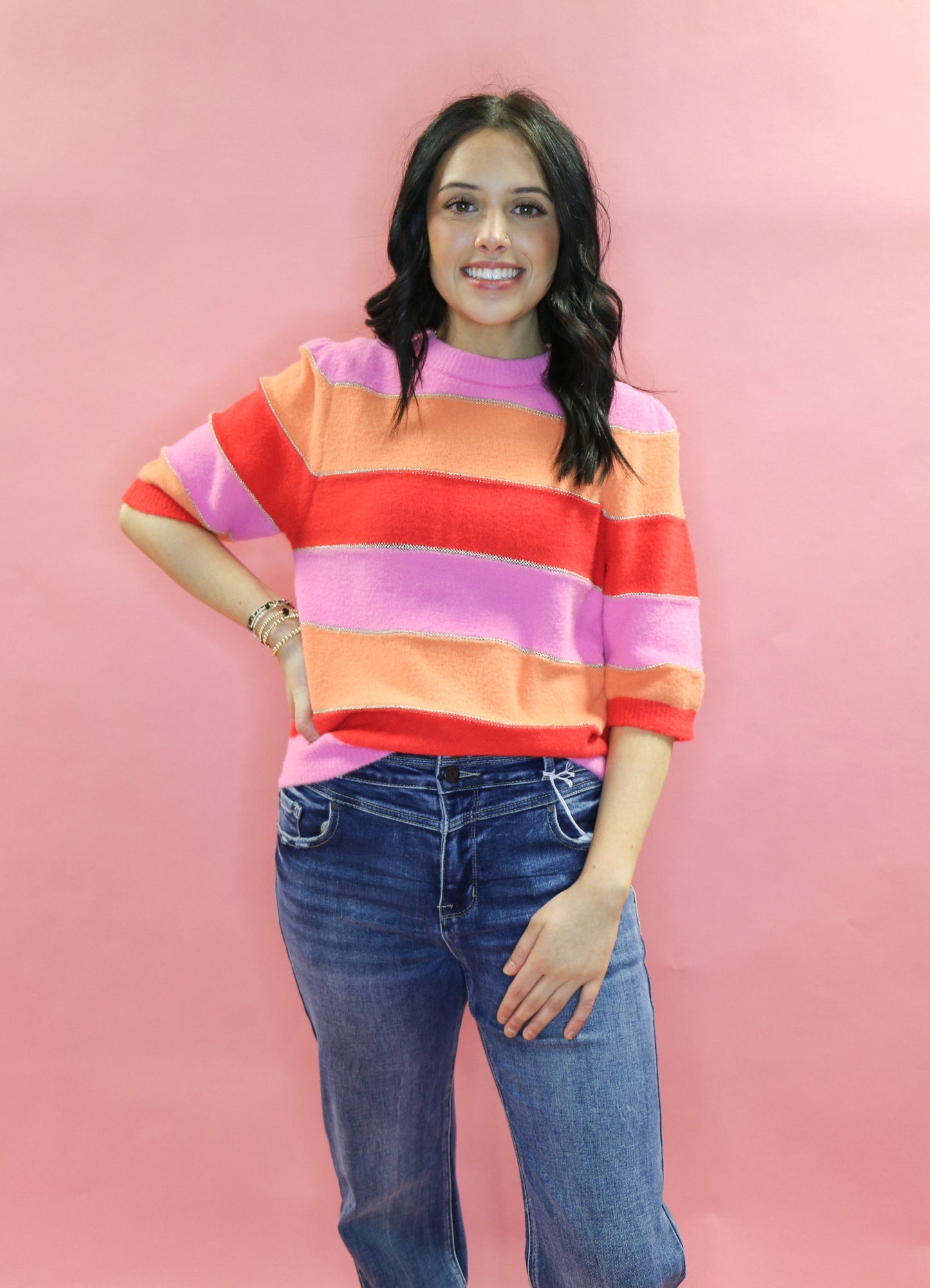 color block knit sweater