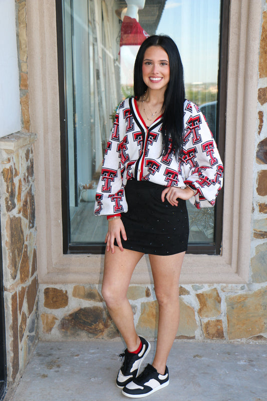 Suede all over stones stretch mini skirt