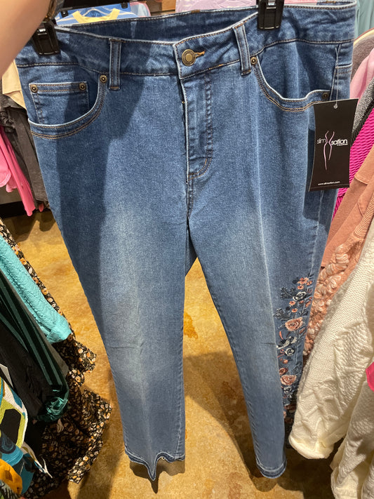 Boot cut Floral Bottom Jeans