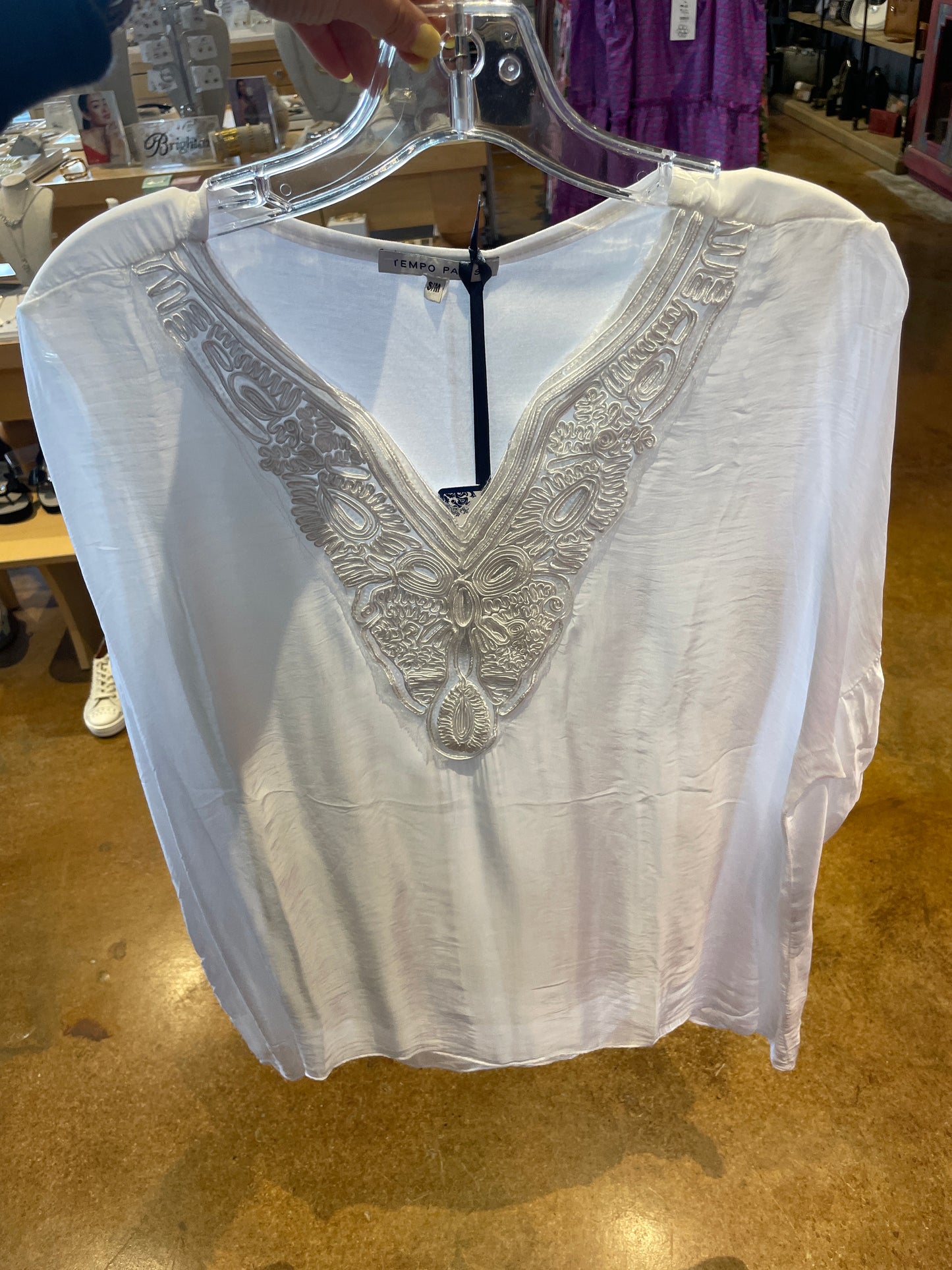 white embro tunic