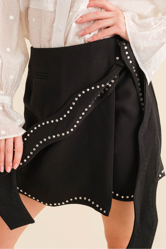 Scallop studded mini skirt
