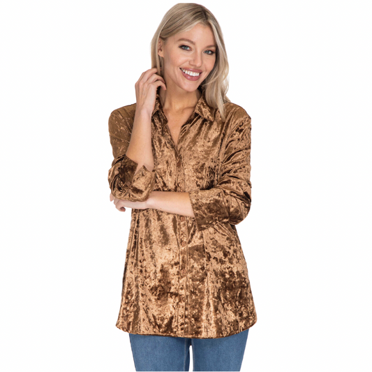 PLUS SIZE TURN-UP CUFF L/S BUTTON UP SHIRT