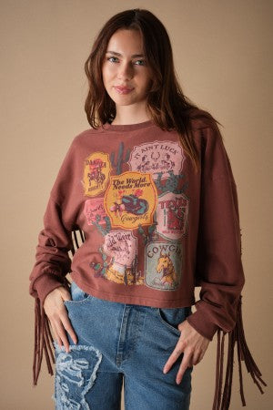 Wild West Graphic Fringe Sweatshirt