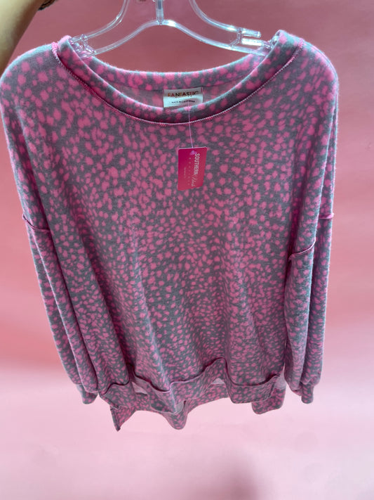 BRUSHED ANIMAL PRINT SWEATER