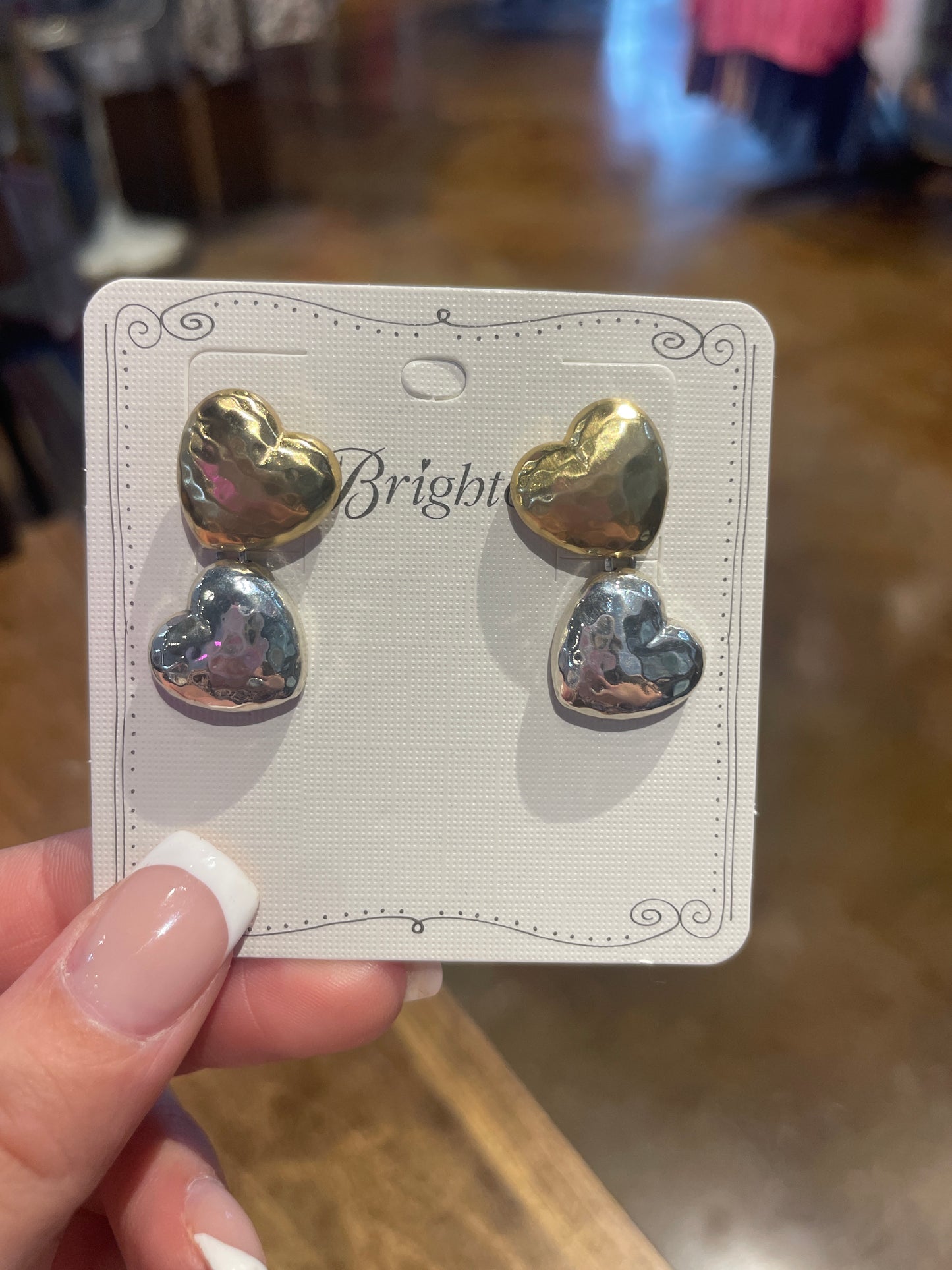 gold & silver heart earrings