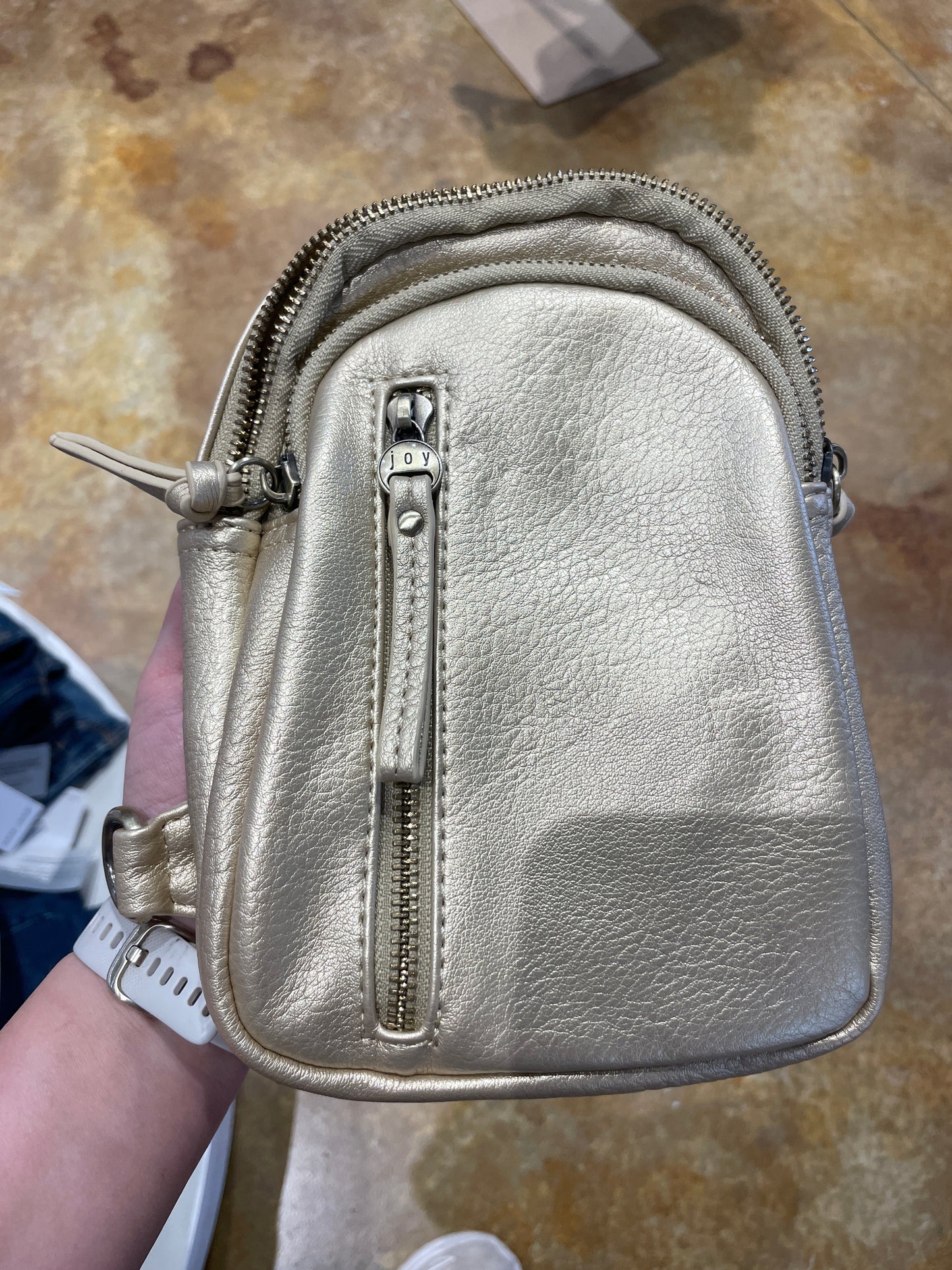 metallic gold skyler sling bag