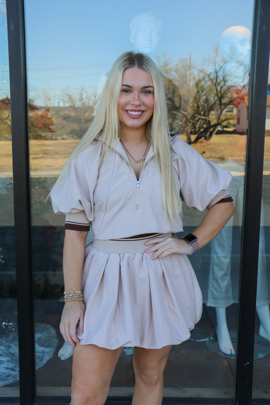 TAUPE BUBBLE SKIRT