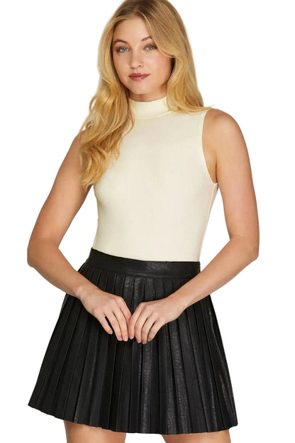 sleeveless mock neck knit bodysuit