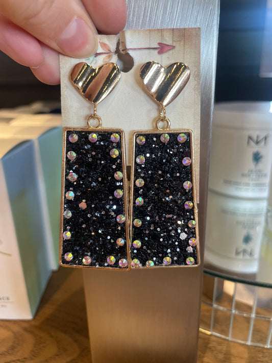 RECTANGLE GLITTER EARRINGS