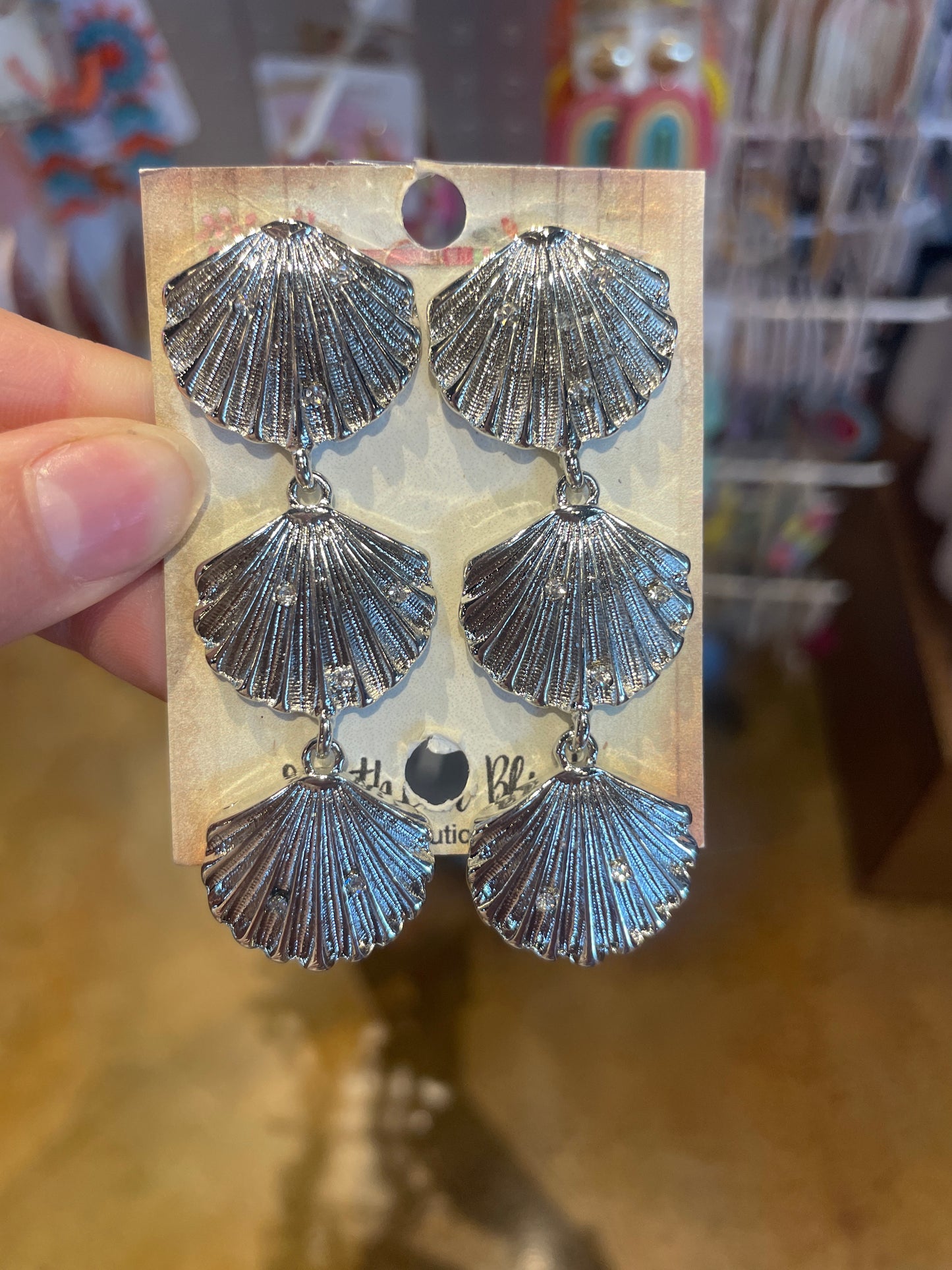 silver shell earrings