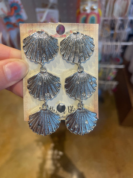 silver shell earrings