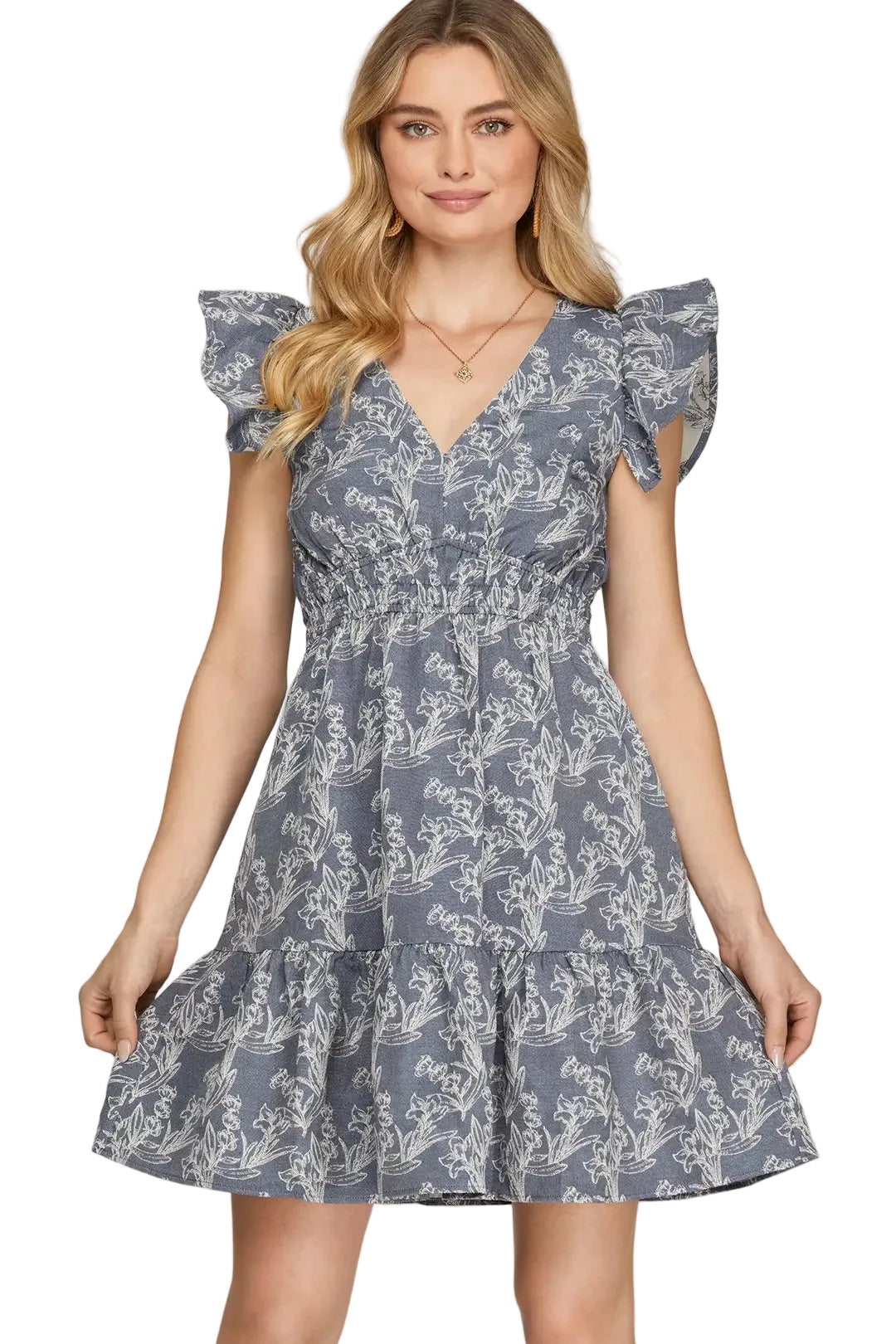 Butterfly sleeve woven dress