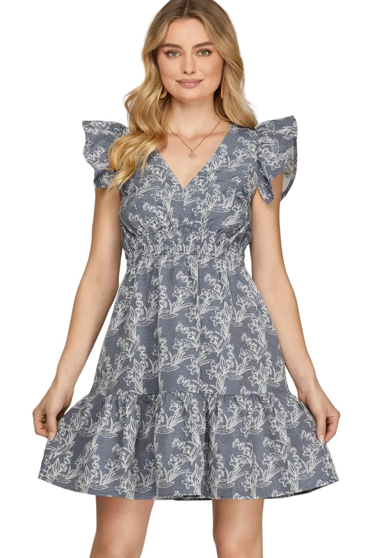 Butterfly sleeve woven dress
