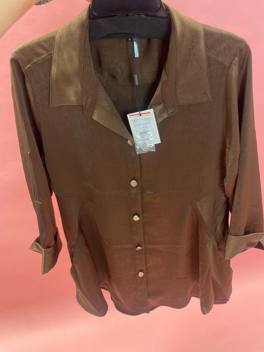 chocolate brown button up tunic