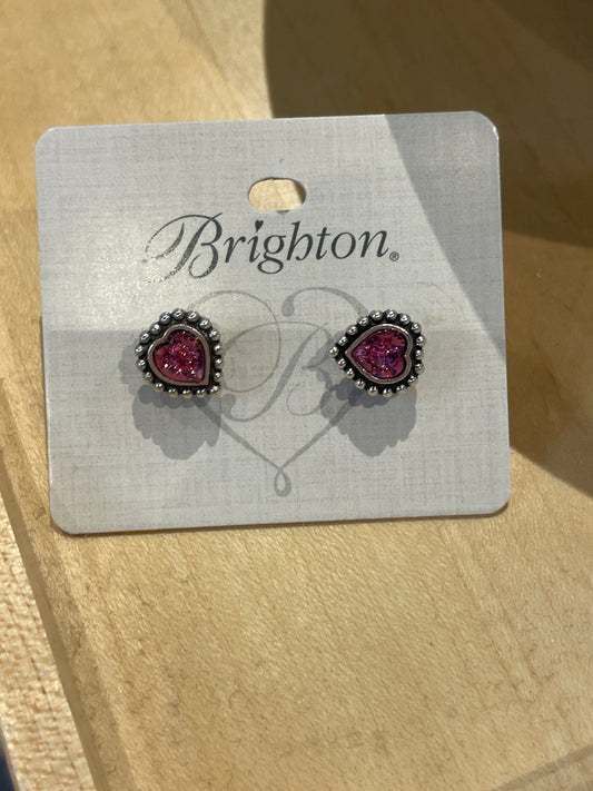 Shimmer Heart Pink Earring
