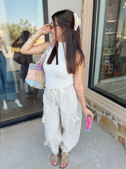 Soft Washed Striped Jogger Pants