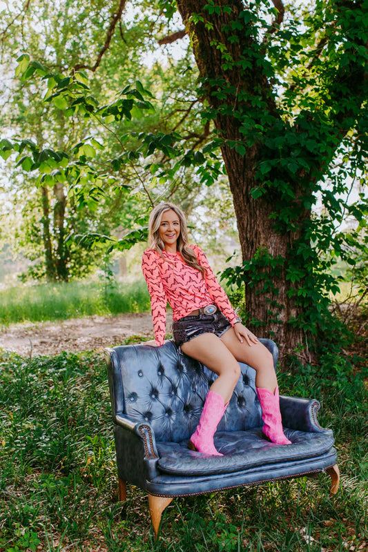3D Pink Printed Mesh Top