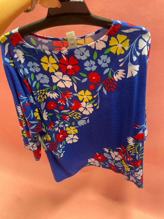 BLUE MULT FLORAL SHIRT
