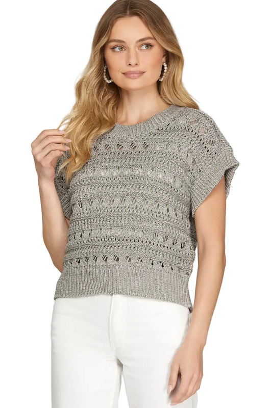 Grey drop shoulder sweater top