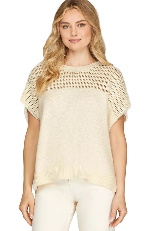 Cream dolman sleeve crew neck