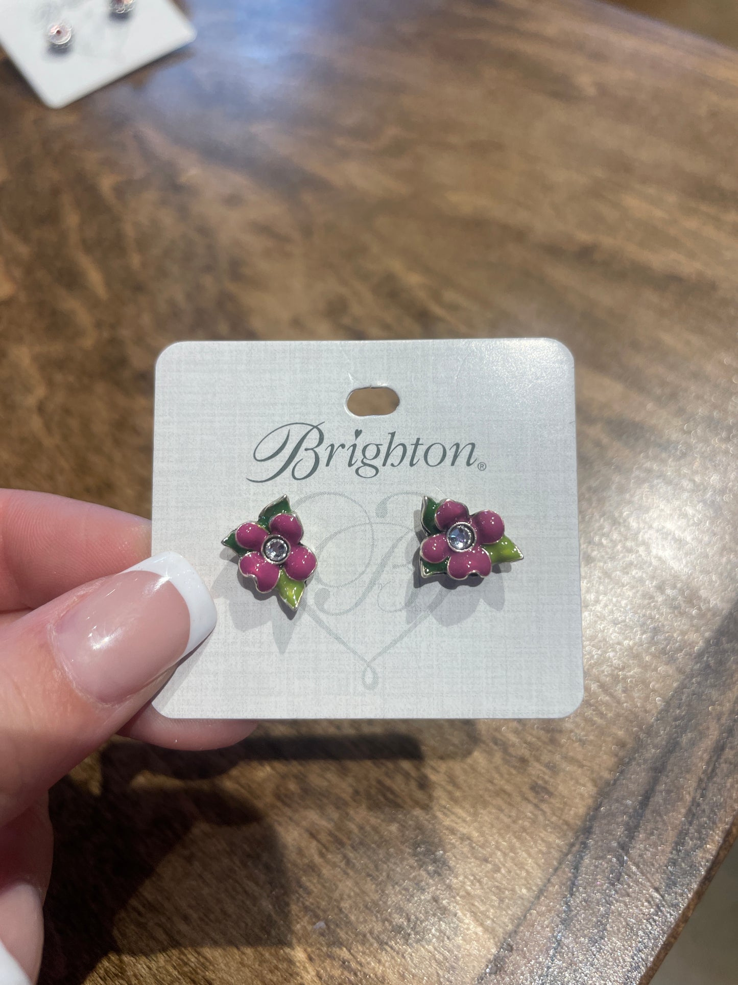 pink flower studs