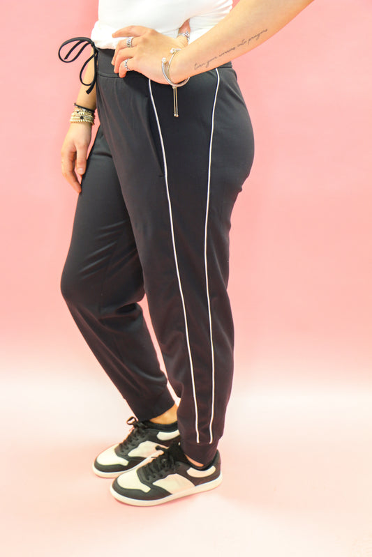 Reflective High Waisted Drawstring Side Pocket Travel Pile Joggers
