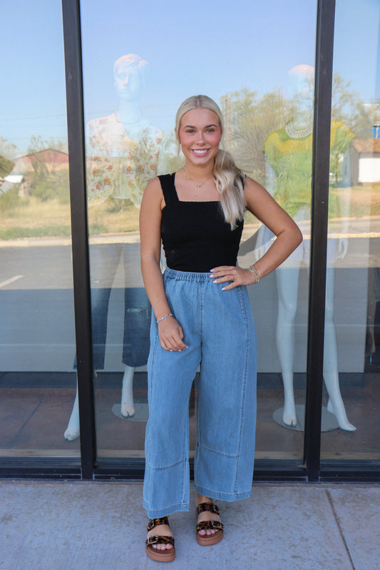 Pull on barrel pants