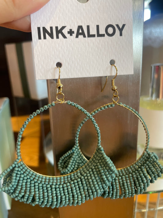 FRINGE HOOP SEED BEAD EARRING~6