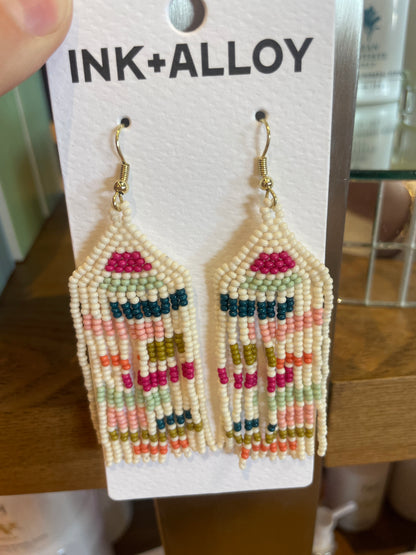 DOLLY VERTICAL STRIPE BEADED FRINGE EARRING