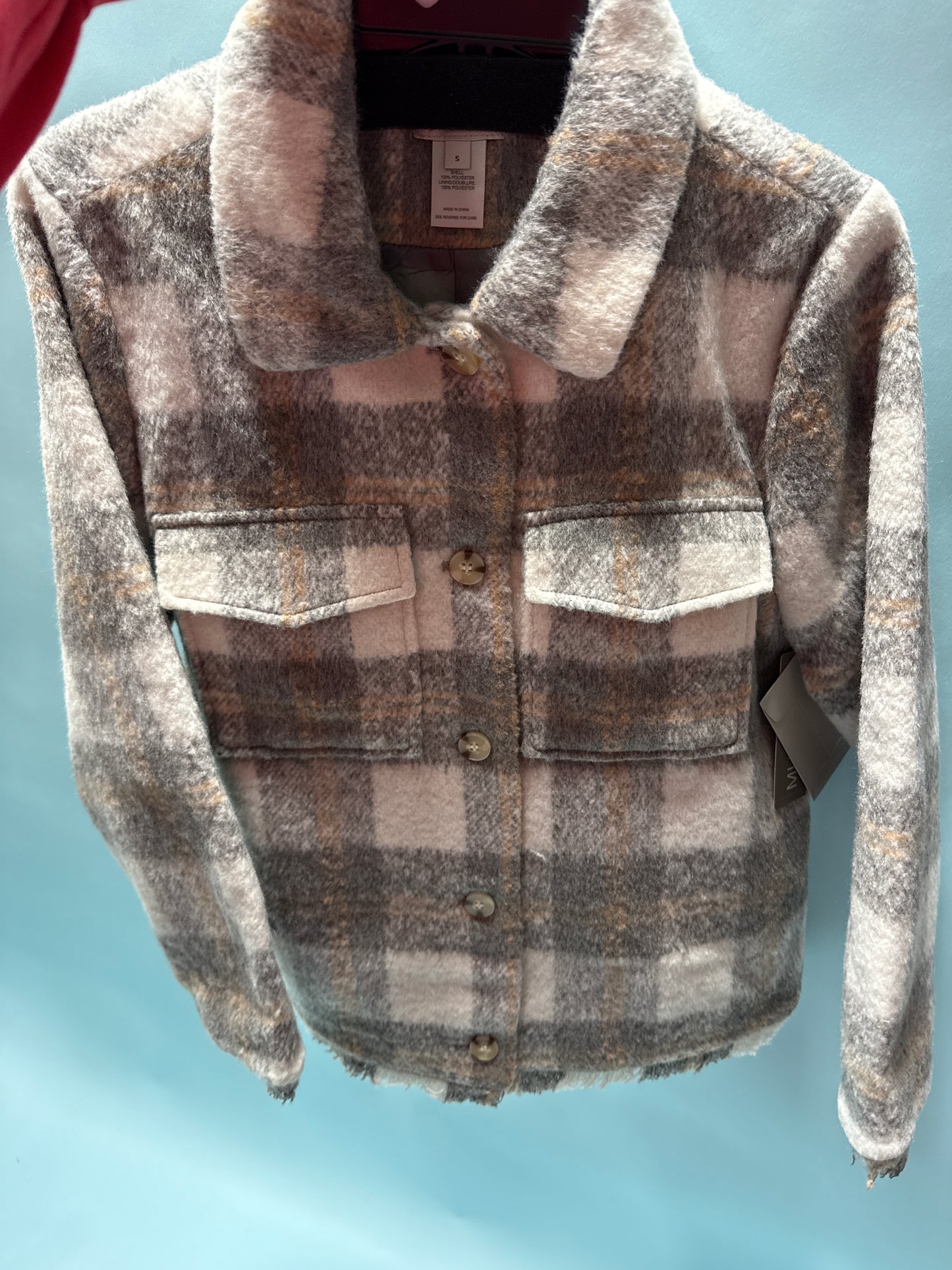 PLAID FINGED HEM JACKET