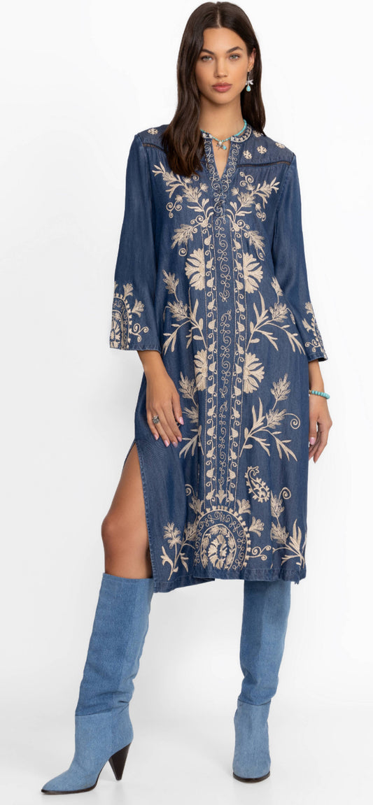 WESTERN TRIM HENLEY DRESS - ALLISON